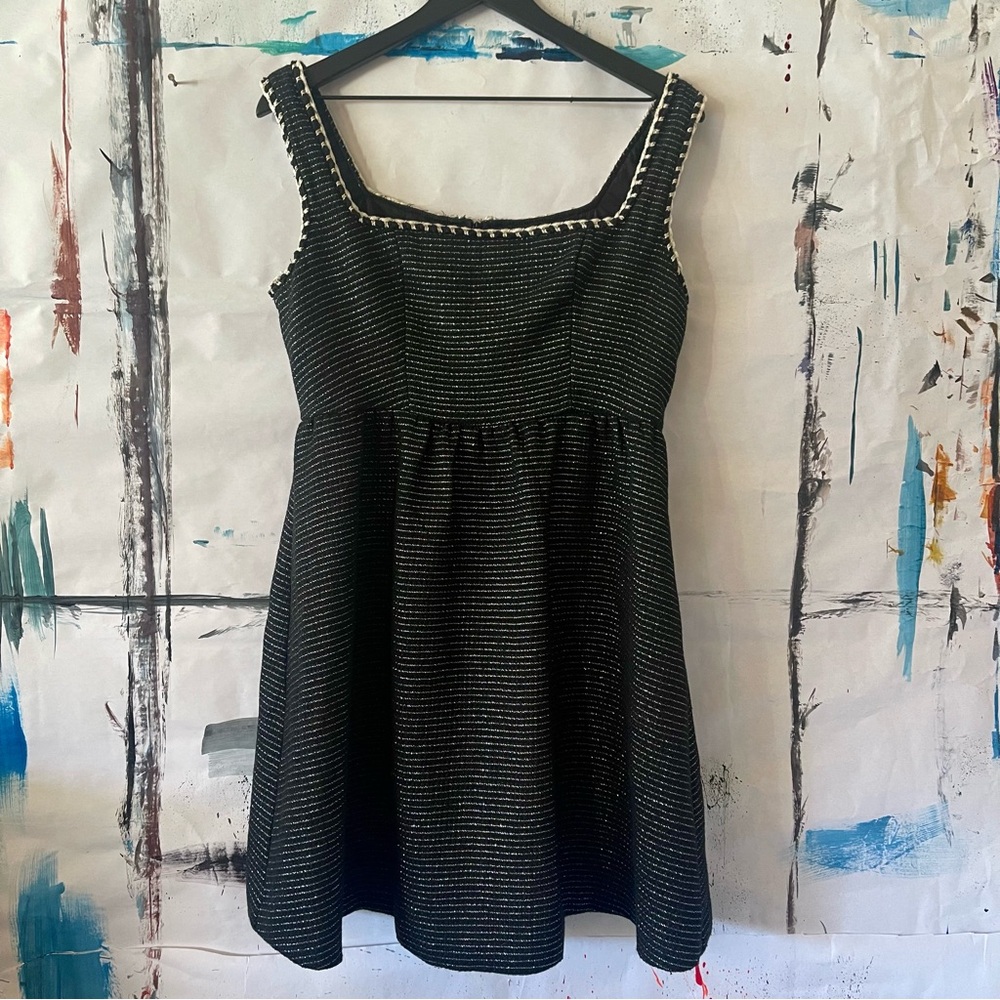 Cider Black Mini Dress with Subtle Metallic Threading